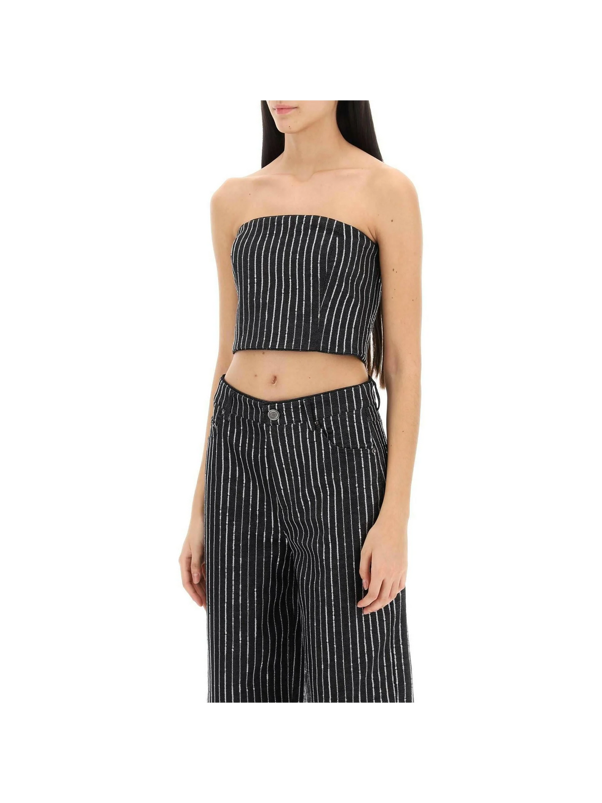 Cropped Top With Sequined Stripes ROTATE JOHN JULIA.