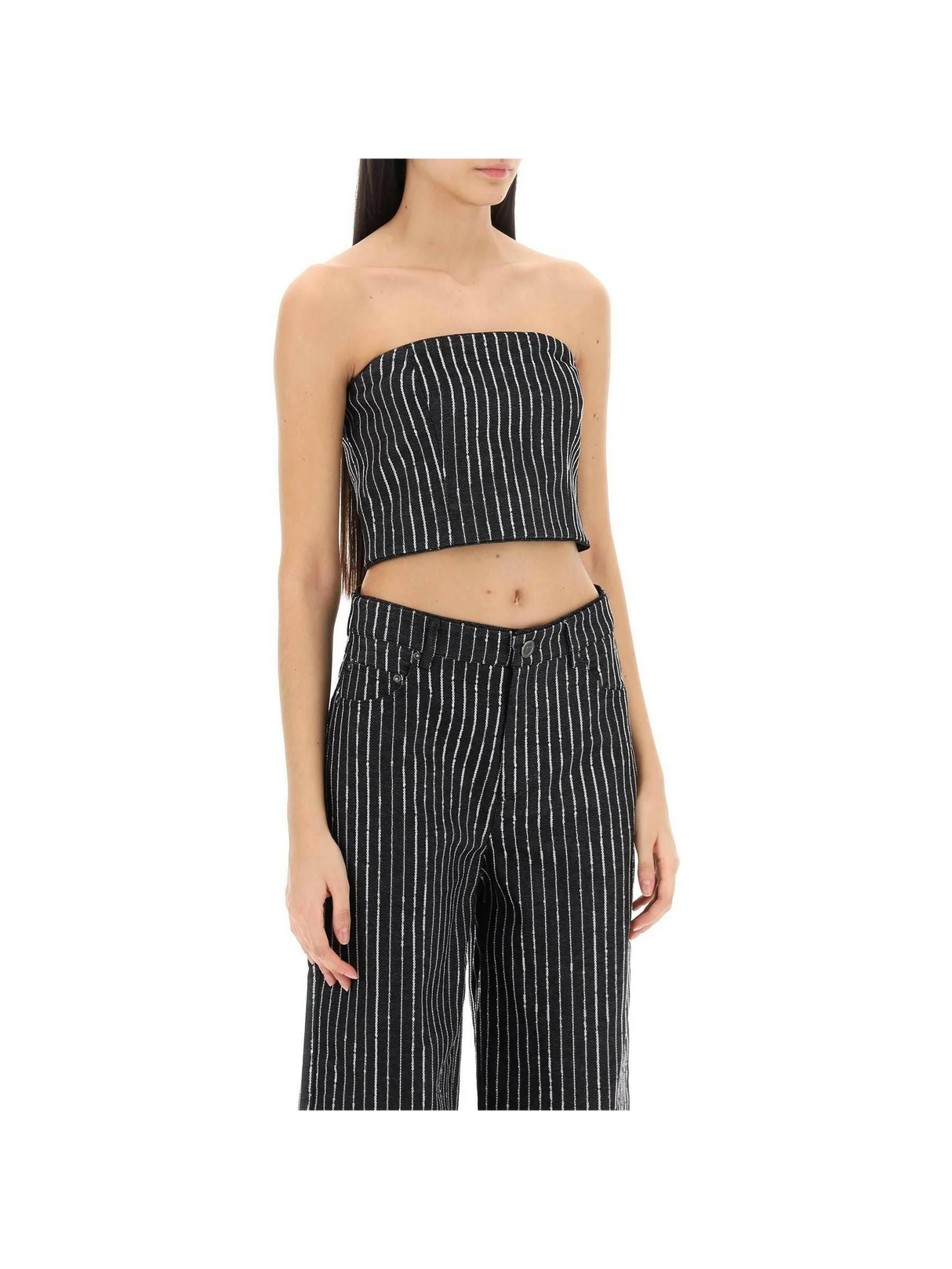 Cropped Top With Sequined Stripes ROTATE JOHN JULIA.