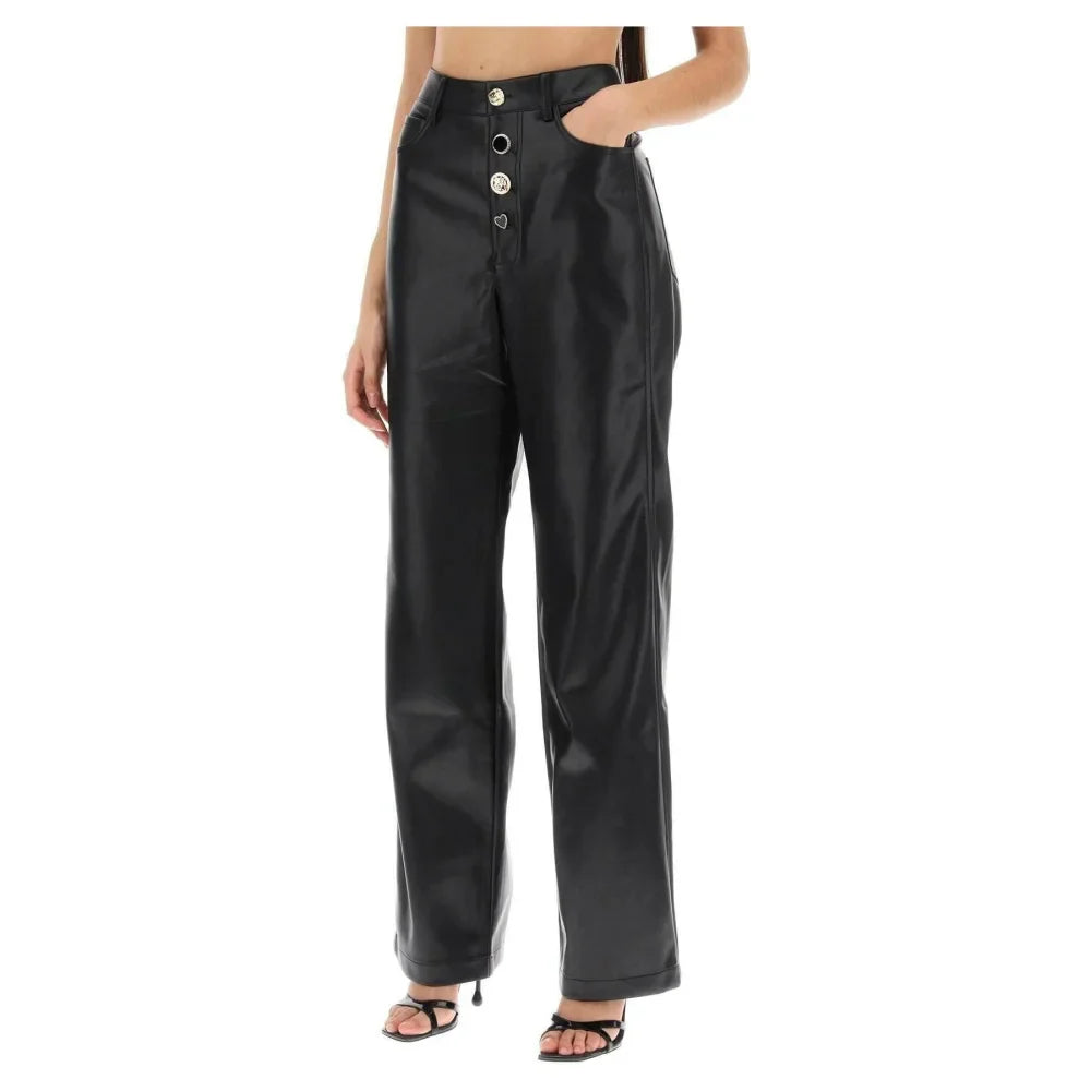 Embellished Button Faux Leather Pants ROTATE JOHN JULIA.