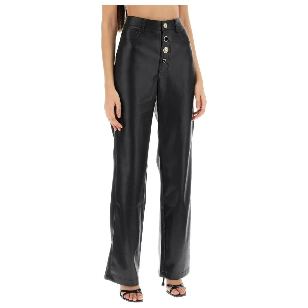 Embellished Button Faux Leather Pants ROTATE JOHN JULIA.