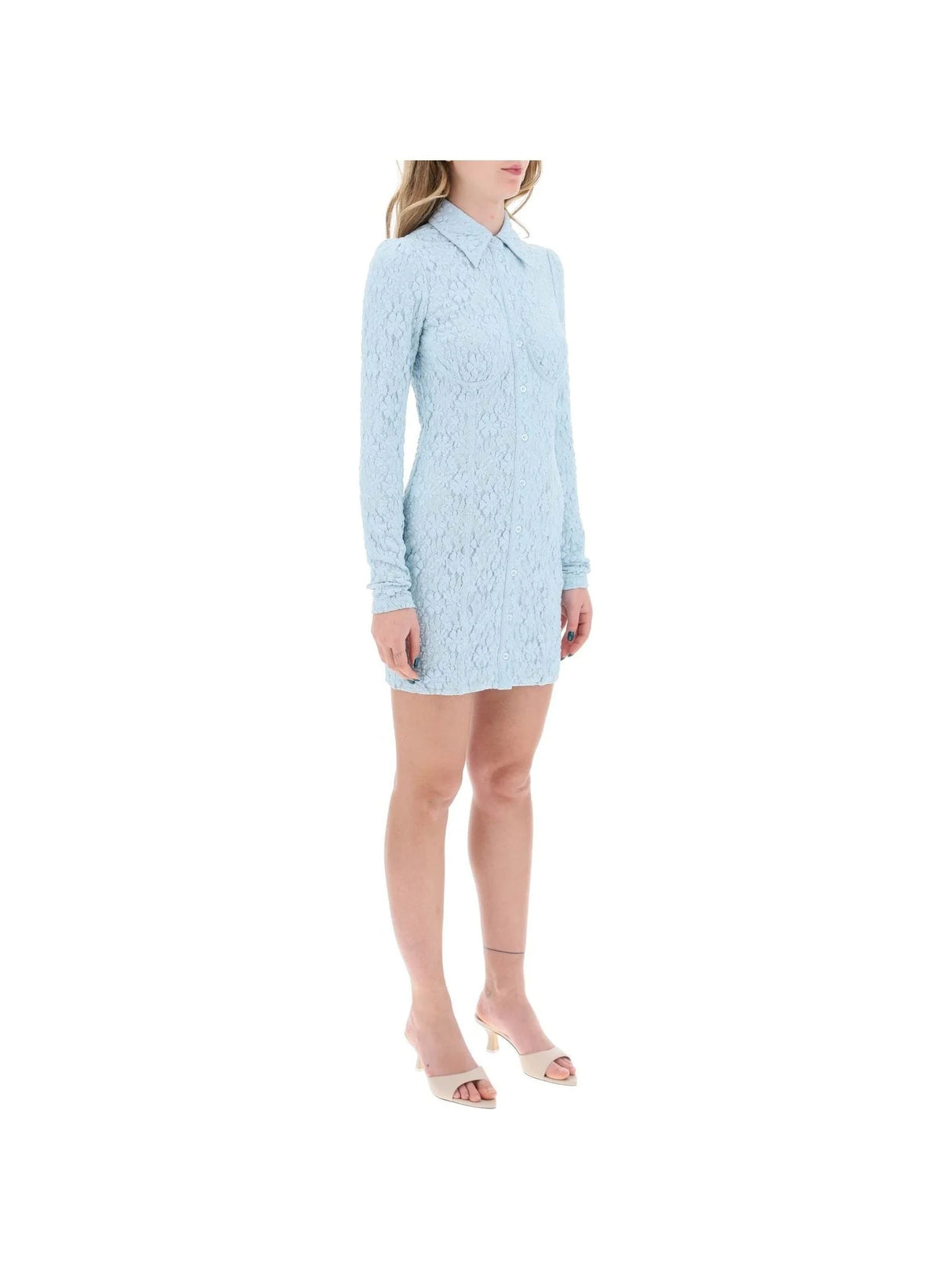 Floral Lace Shirt Mini Dress - Women > Clothing > Dresses > Mini