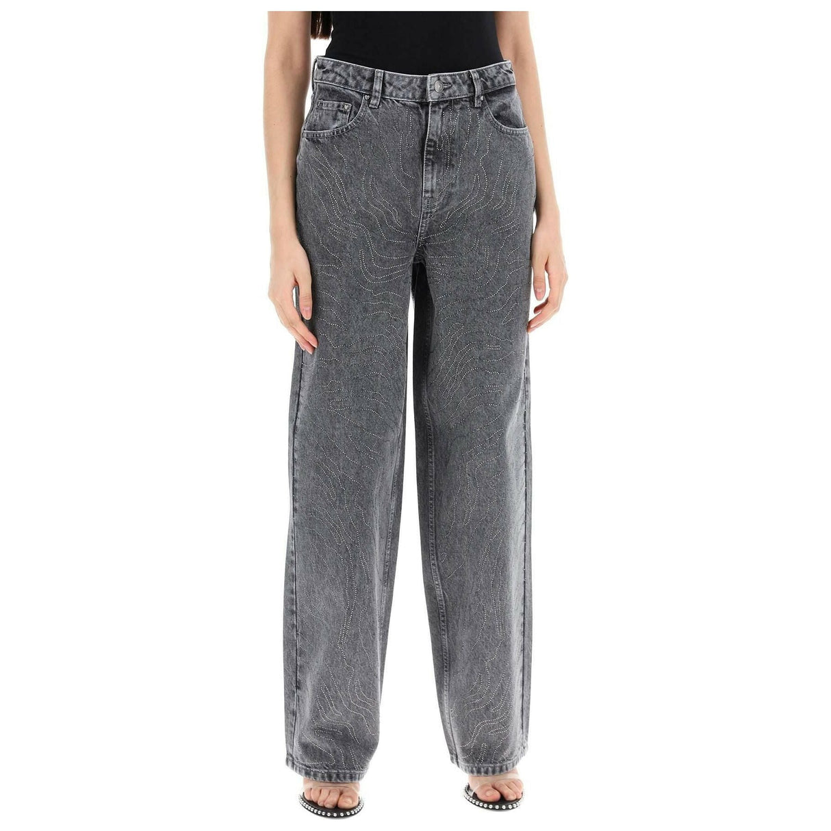 Grey Rhinestone Wide-Leg Jeans ROTATE JOHN JULIA.