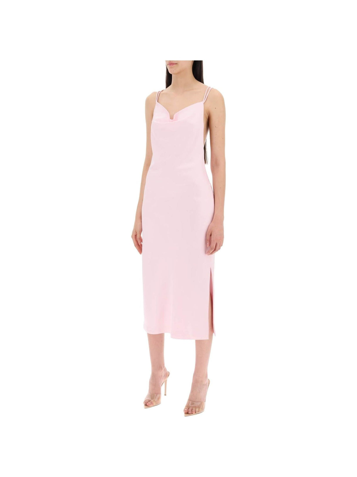 Satin Midi Slip Dress For A