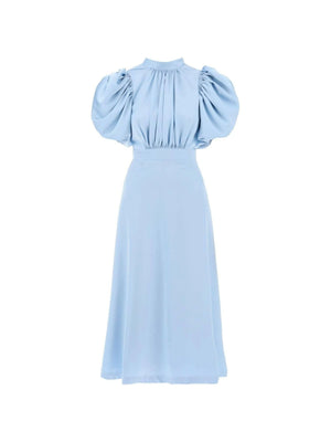 Puff Sleeve Satin Midi Dress-Rotate-JOHN JULIA