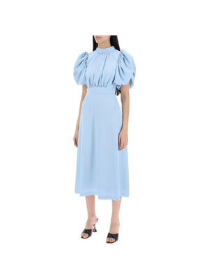 Puff Sleeve Satin Midi Dress-Rotate-JOHN JULIA