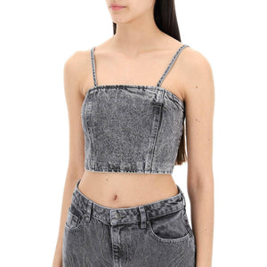 Rhinestone Crop Denim Top.