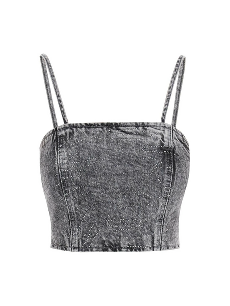 Rhinestone Crop Denim Top.