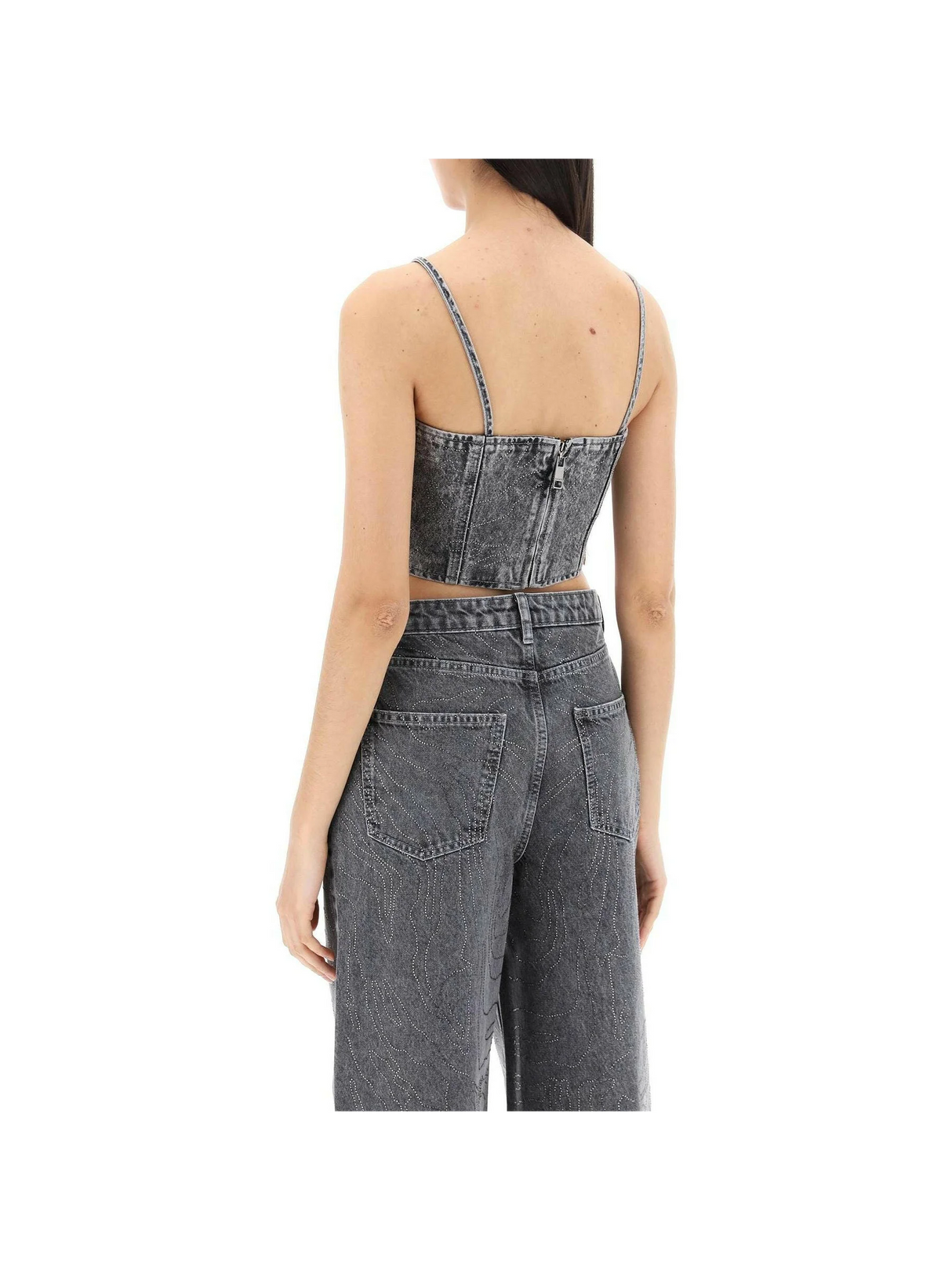 Rhinestone Crop Denim Top.