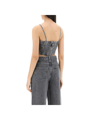 Rhinestone Crop Denim Top.