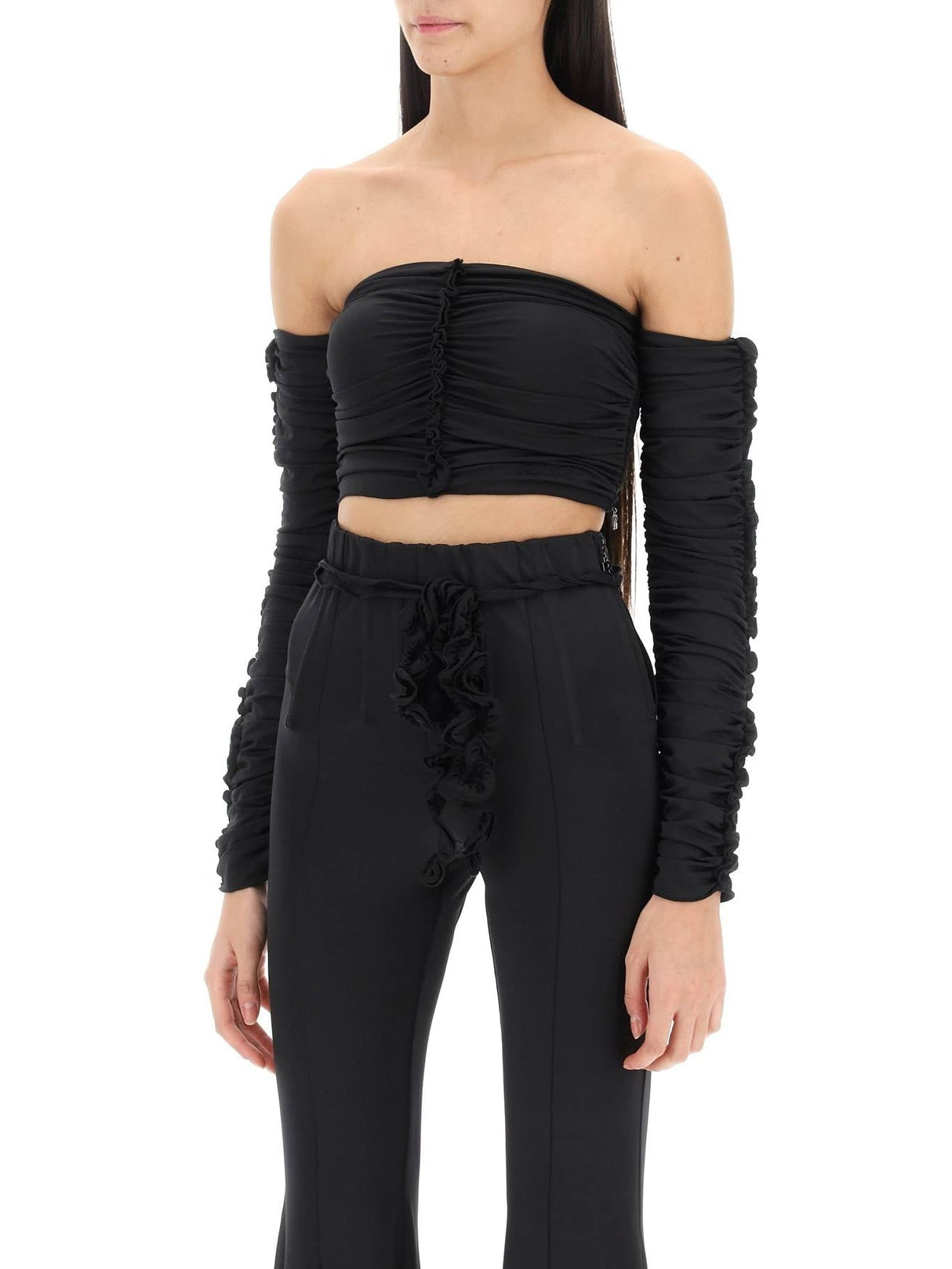 Ruched Off-shoulder Cropped Top