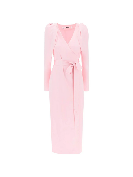 Satin Wrap Midi Dress With A Crossover