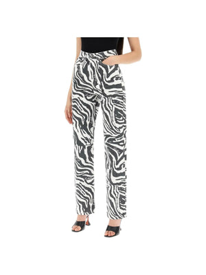 Straight Leg Zebra Print Jeans.