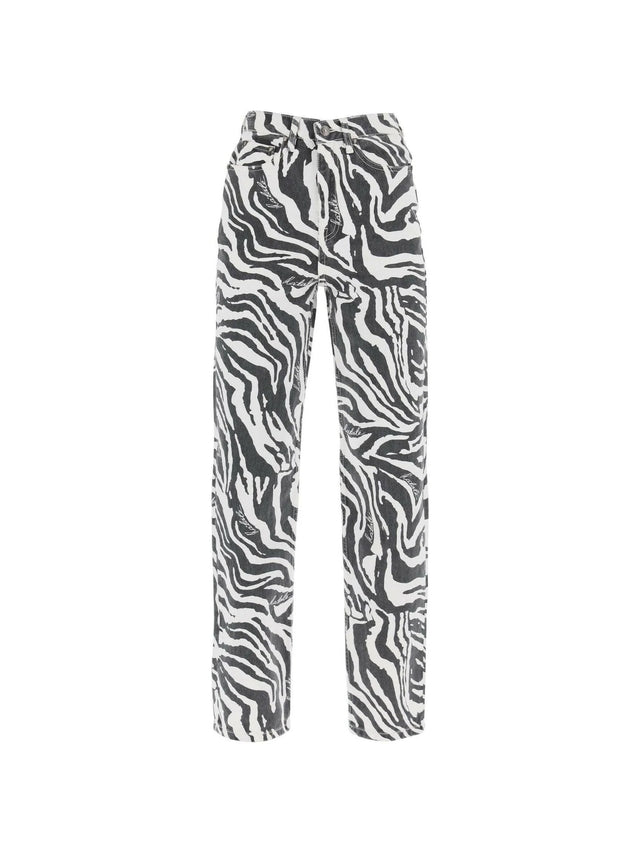 Straight Leg Zebra Print Jeans.