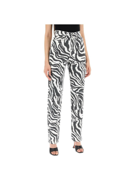 Straight Leg Zebra Print Jeans.