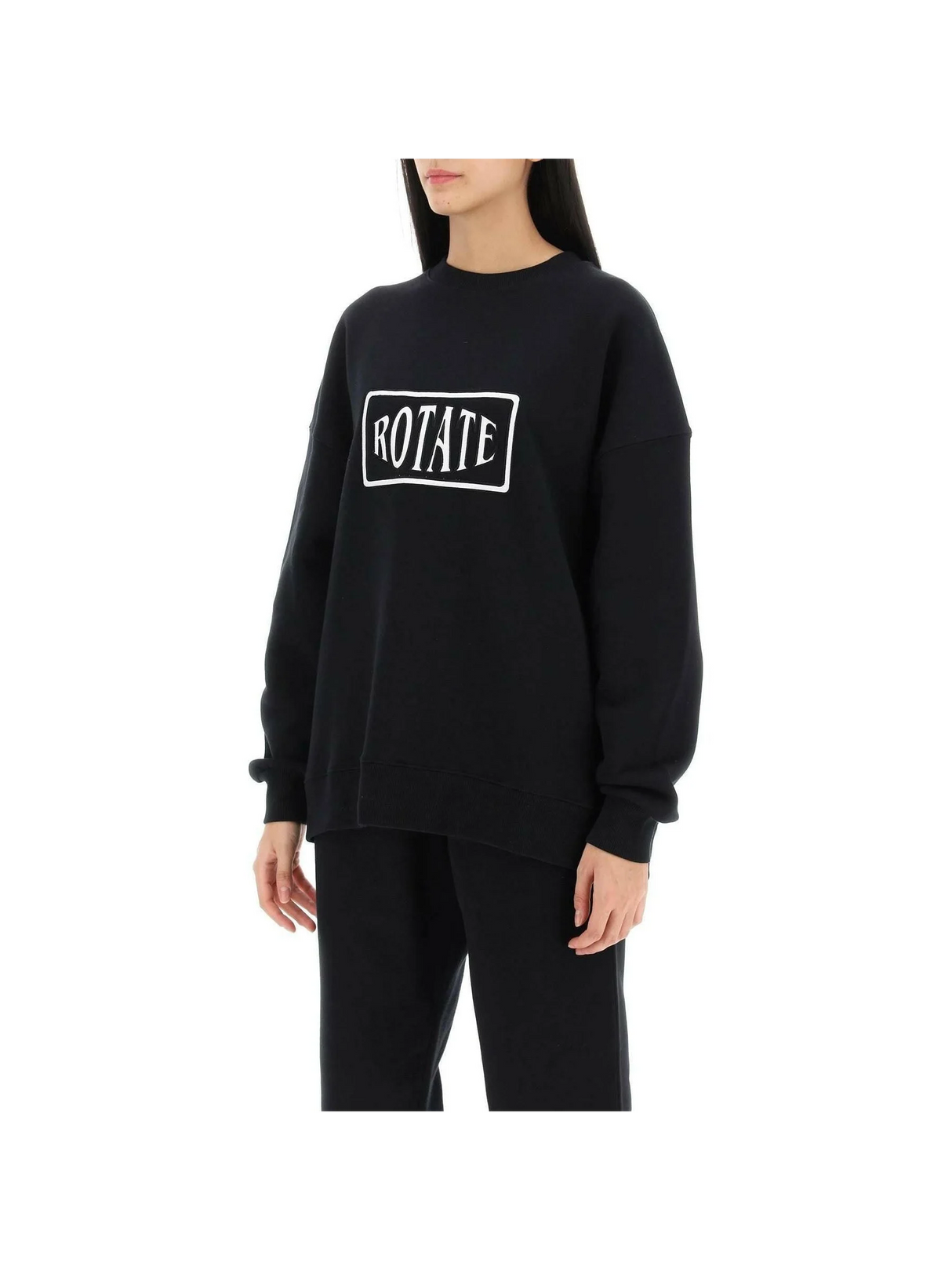 Crew Neck Sweatshirt With Logo Embroidery ROTATE JOHN JULIA.