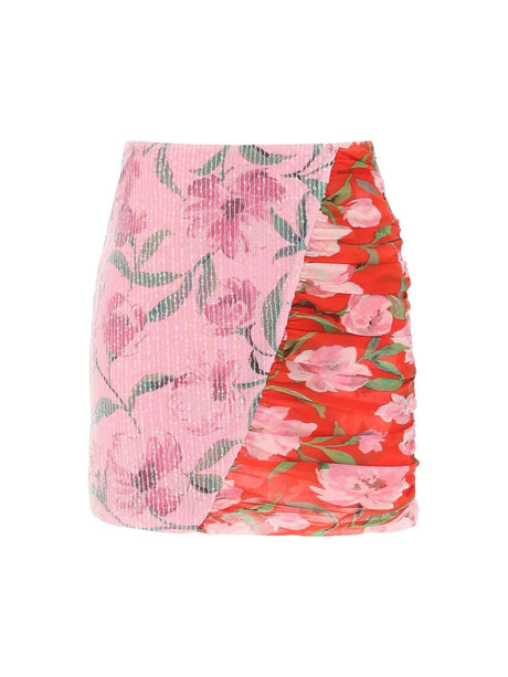 Wildeve Prism & Pink Floral Shimmering Recycled Sequins Blend Mini Skirt ROTATE JOHN JULIA.