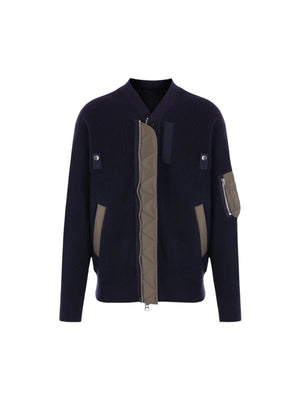 Cotton Blend Full-zip Cardigan-SACAI-JOHN JULIA