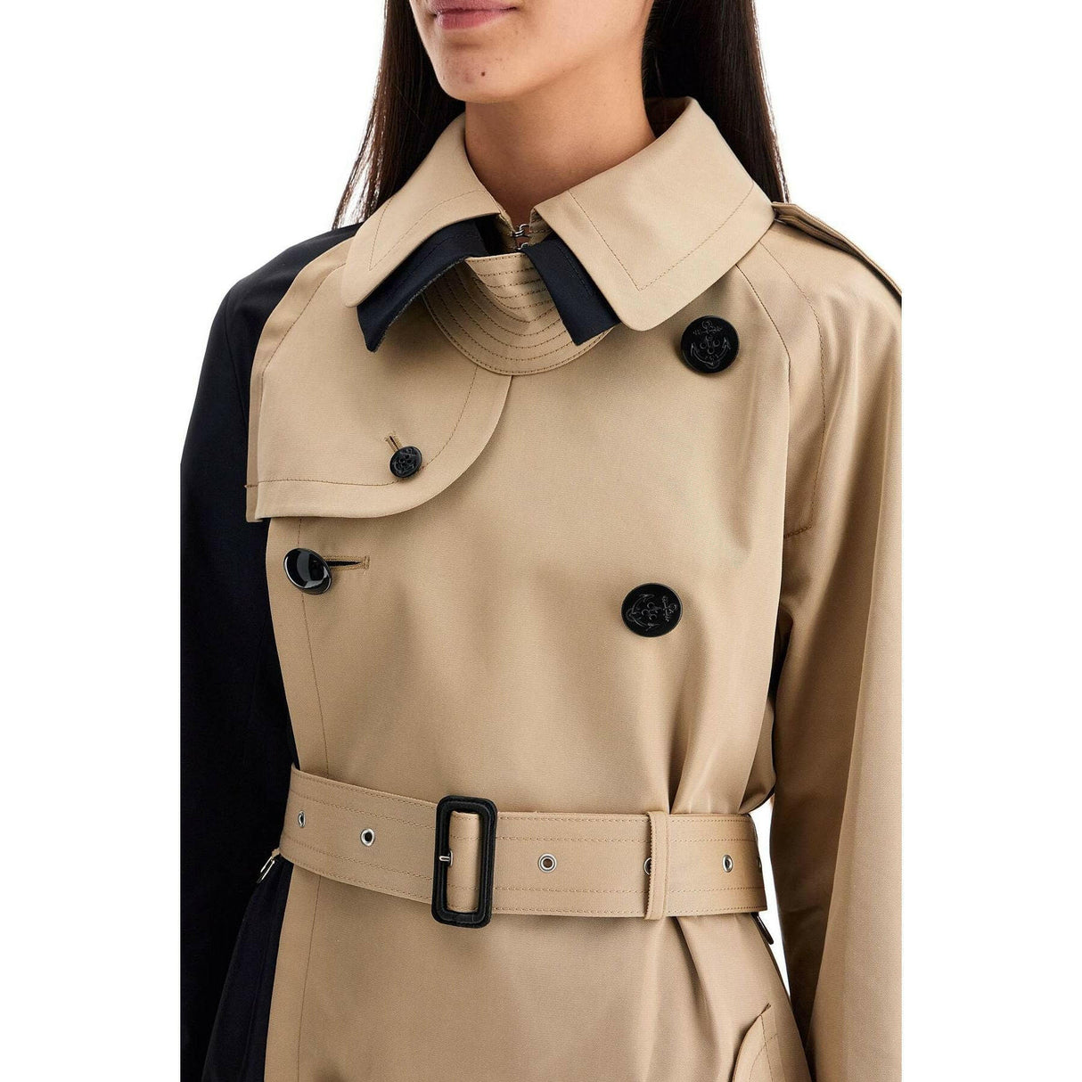 Cotton Gabardine Color Block Coat.