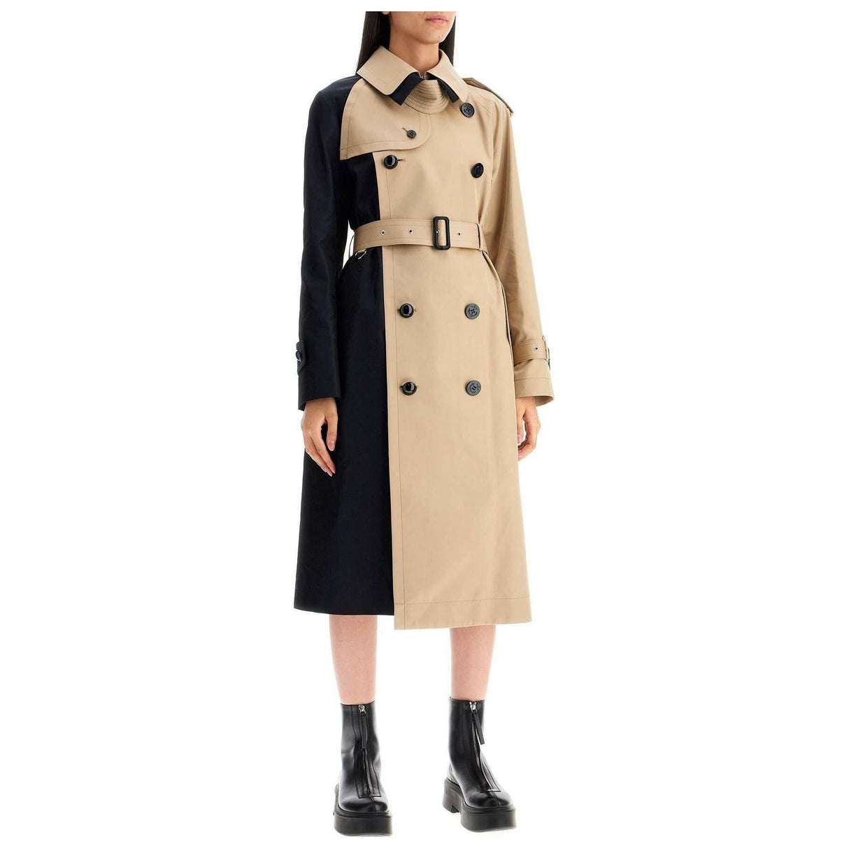 Cotton Gabardine Color Block Coat.