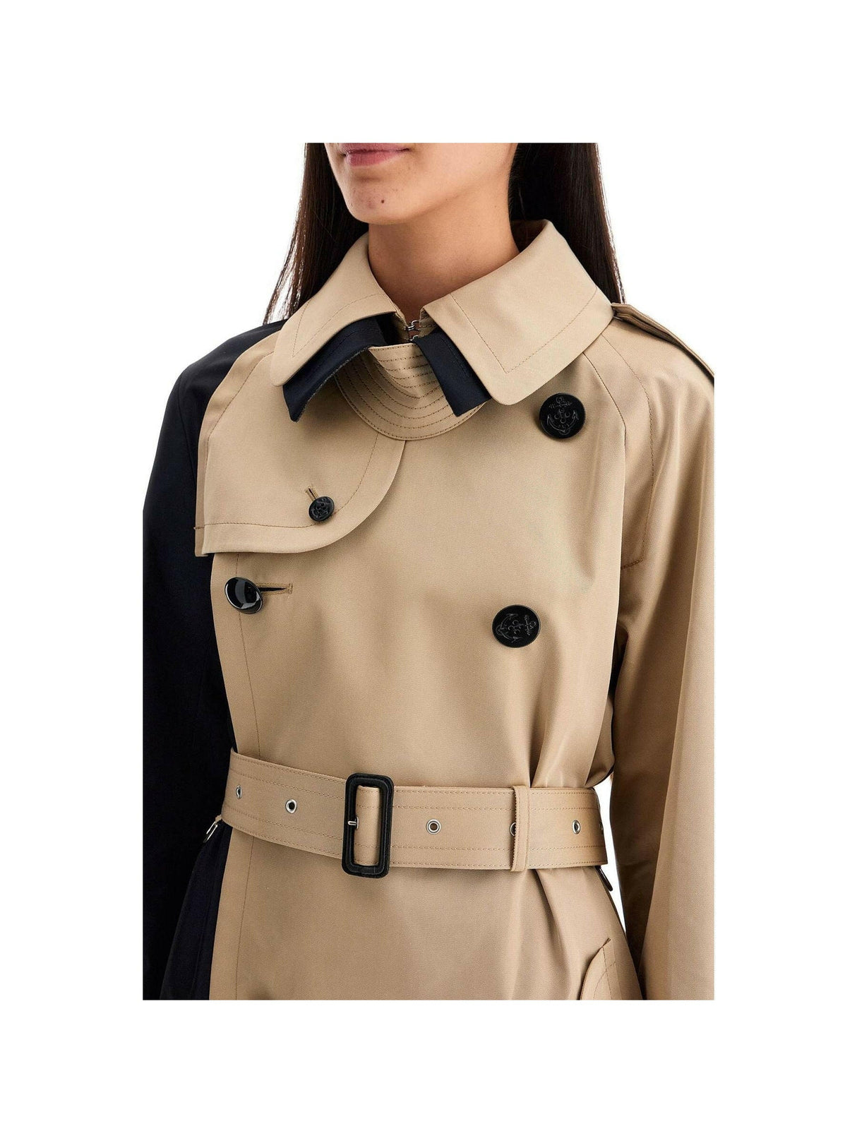 Cotton Gabardine Color Block Coat.