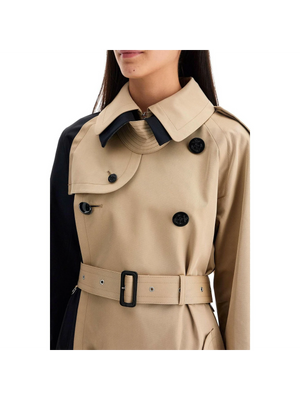 Cotton Gabardine Color Block Coat.