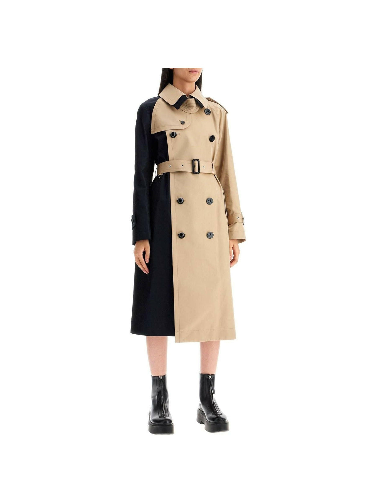 Cotton Gabardine Color Block Coat.