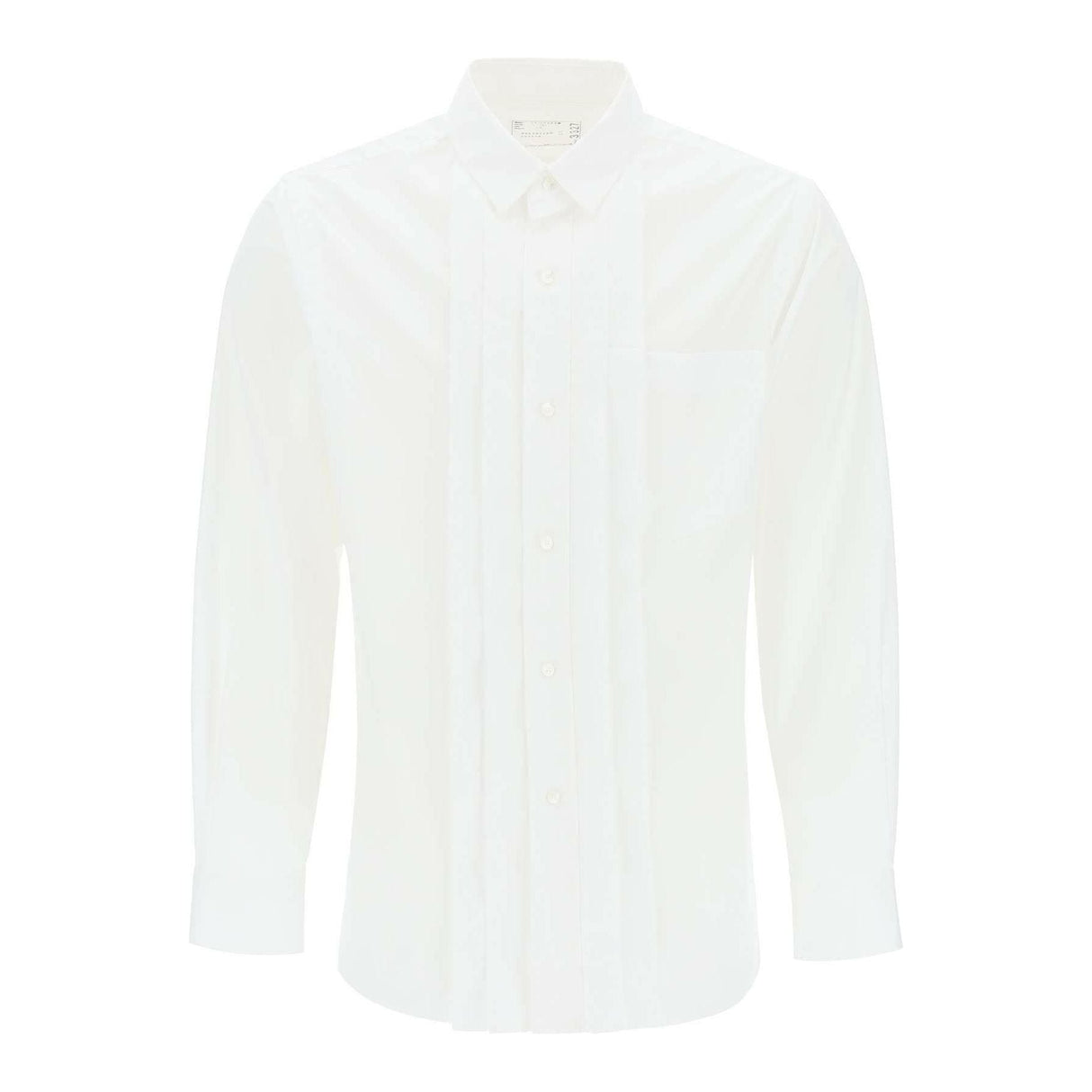 White Front-Placket Layered Cotton-Blend Shirt SACAI JOHN JULIA.