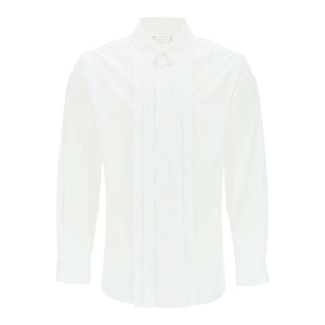 White Front-Placket Layered Cotton-Blend Shirt SACAI JOHN JULIA.