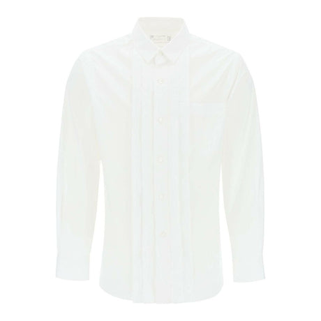 White Front-Placket Layered Cotton-Blend Shirt SACAI JOHN JULIA.