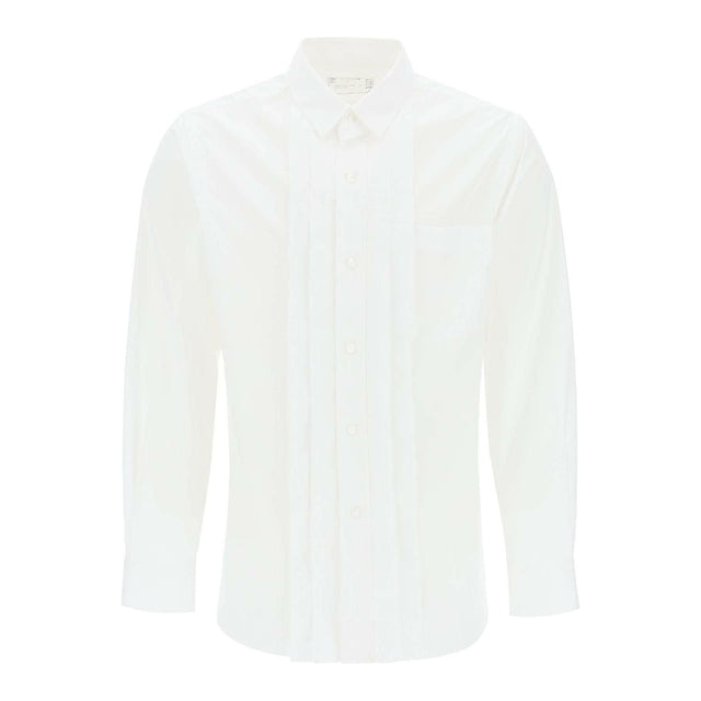 White Front-Placket Layered Cotton-Blend Shirt SACAI JOHN JULIA.