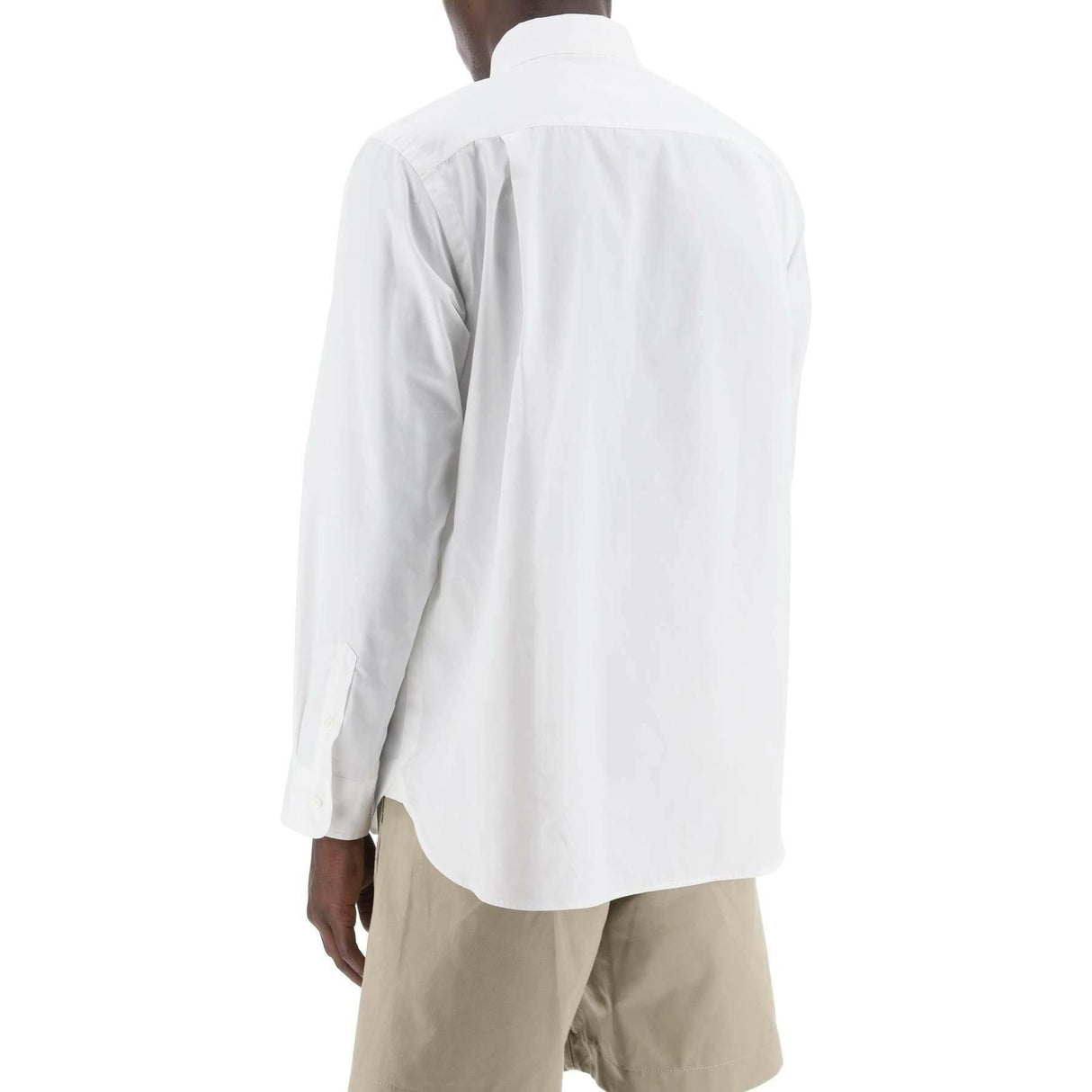 White Front-Placket Layered Cotton-Blend Shirt SACAI JOHN JULIA.