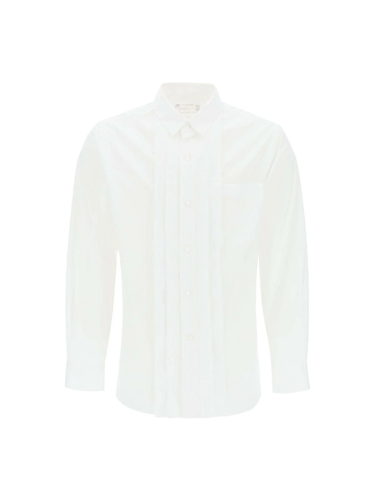 White Front-Placket Layered Cotton-Blend Shirt SACAI JOHN JULIA.