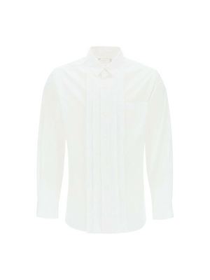 White Front-Placket Layered Cotton-Blend Shirt SACAI JOHN JULIA.