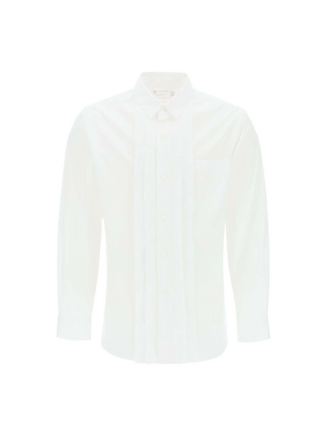 White Front-Placket Layered Cotton-Blend Shirt SACAI JOHN JULIA.