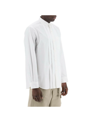 White Front-Placket Layered Cotton-Blend Shirt SACAI JOHN JULIA.