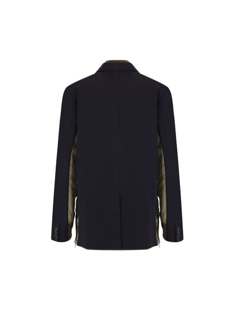 Grain De Poudre and Nylon Padded Bomber Jacket-SACAI-JOHN JULIA