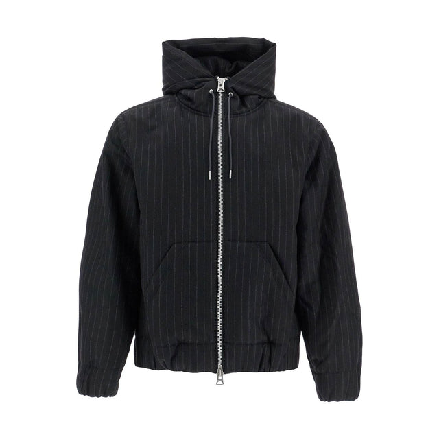 SACAI-Hooded Wool Gessato Jacket -JOHN JULIA.