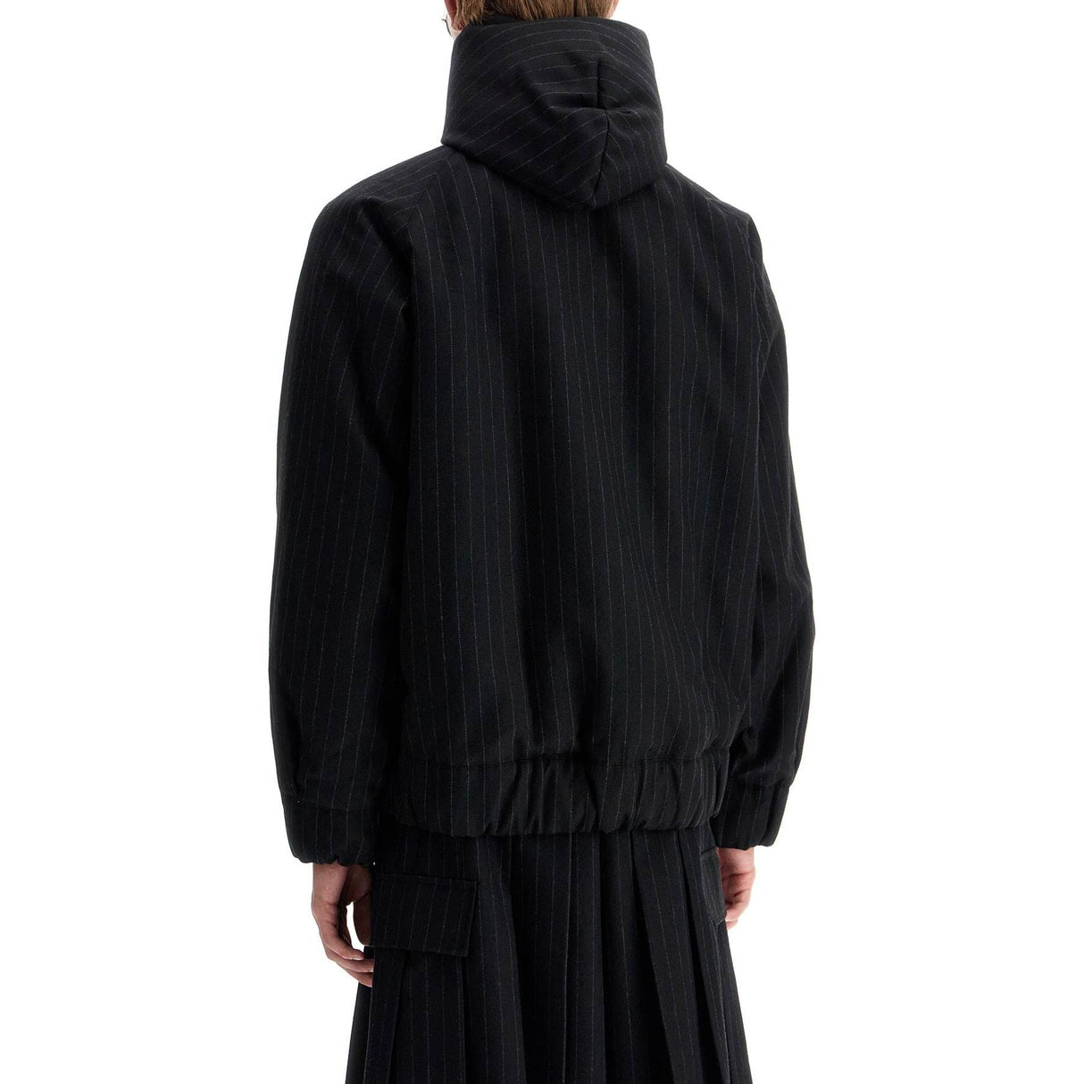 SACAI-Hooded Wool Gessato Jacket -JOHN JULIA.