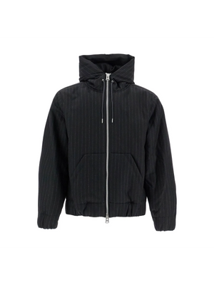 SACAI-Hooded Wool Gessato Jacket -JOHN JULIA.