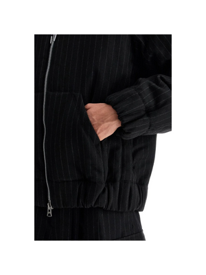 SACAI-Hooded Wool Gessato Jacket -JOHN JULIA.