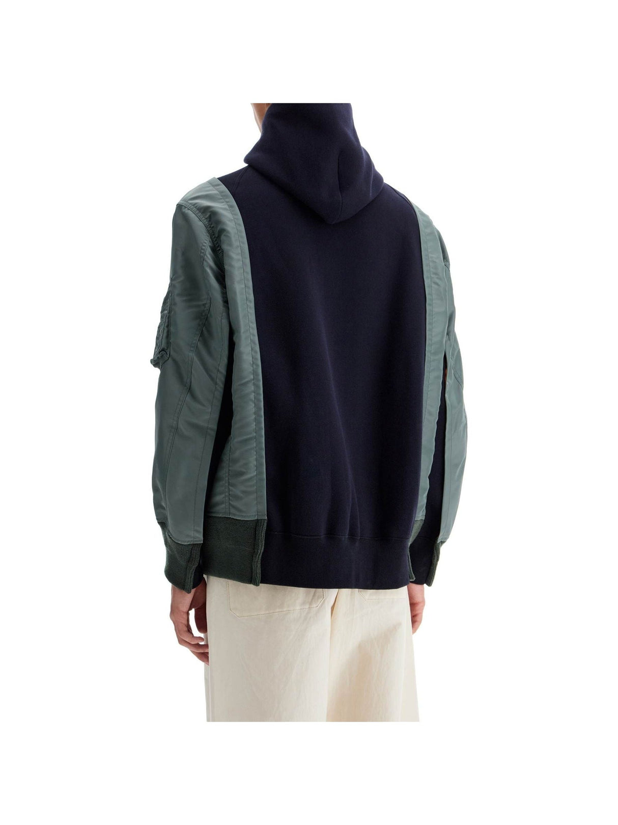 SACAI-Hybrid Sweatshirt With Zip And Hood -JOHN JULIA.