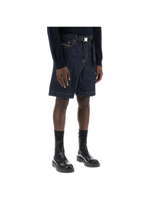 Belted Denim Shorts-SACAI-JOHN JULIA