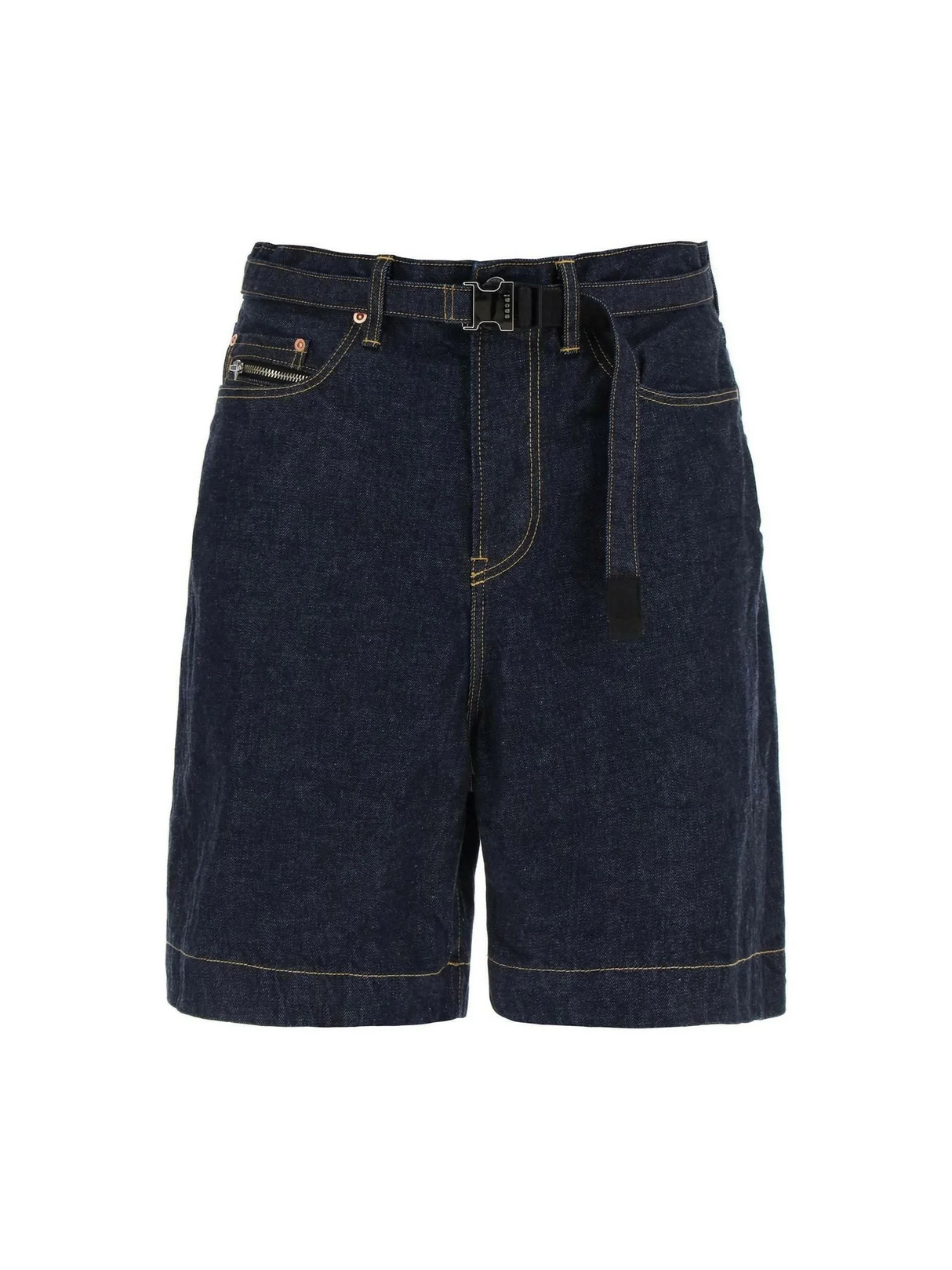 Belted Denim Shorts-SACAI-JOHN JULIA