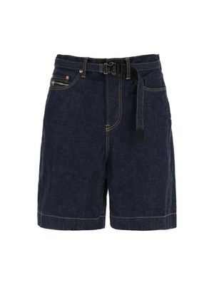 Belted Denim Shorts-SACAI-JOHN JULIA