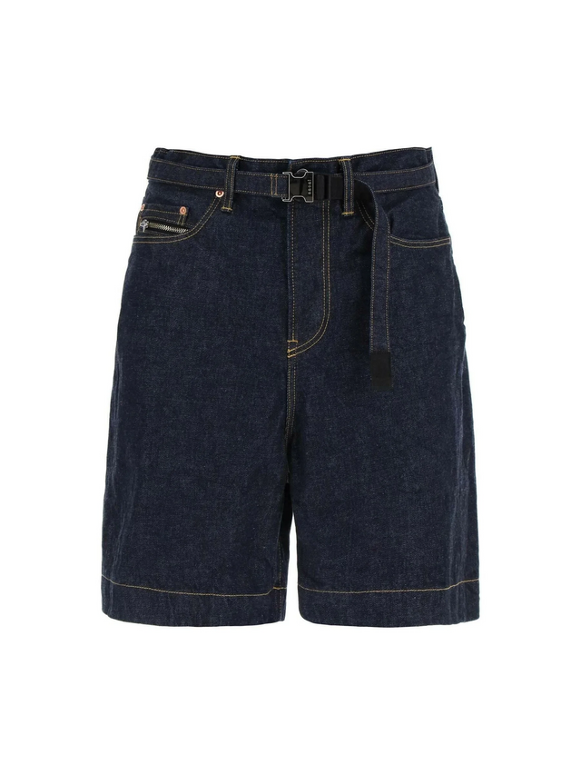 Belted Denim Shorts-SACAI-JOHN JULIA