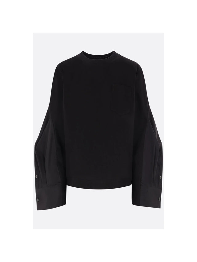 Jersey Poplin T-shirt-SACAI-JOHN JULIA