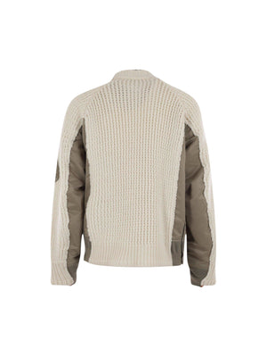 Knit and Nylon Bomber Jacket-SACAI-JOHN JULIA