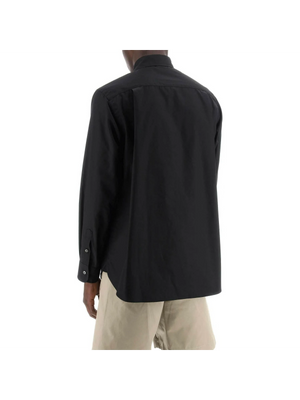 Black Layered Front Placket Cotton-Blend Shirt SACAI JOHN JULIA.