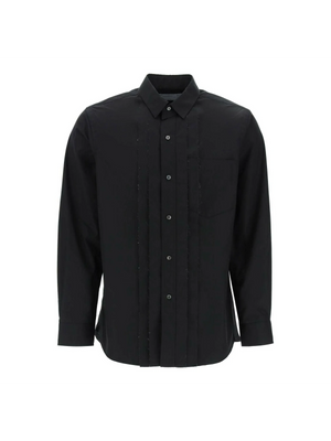 Black Layered Front Placket Cotton-Blend Shirt SACAI JOHN JULIA.