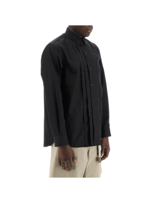 Black Layered Front Placket Cotton-Blend Shirt SACAI JOHN JULIA.